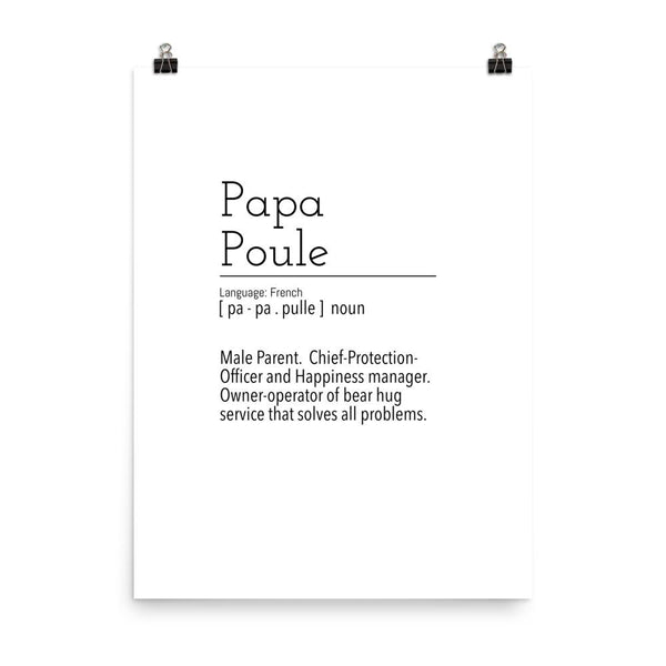 Definition: Papa Poule | Black and White Typography Poster - Poster from Ainsi Hardi Paris France