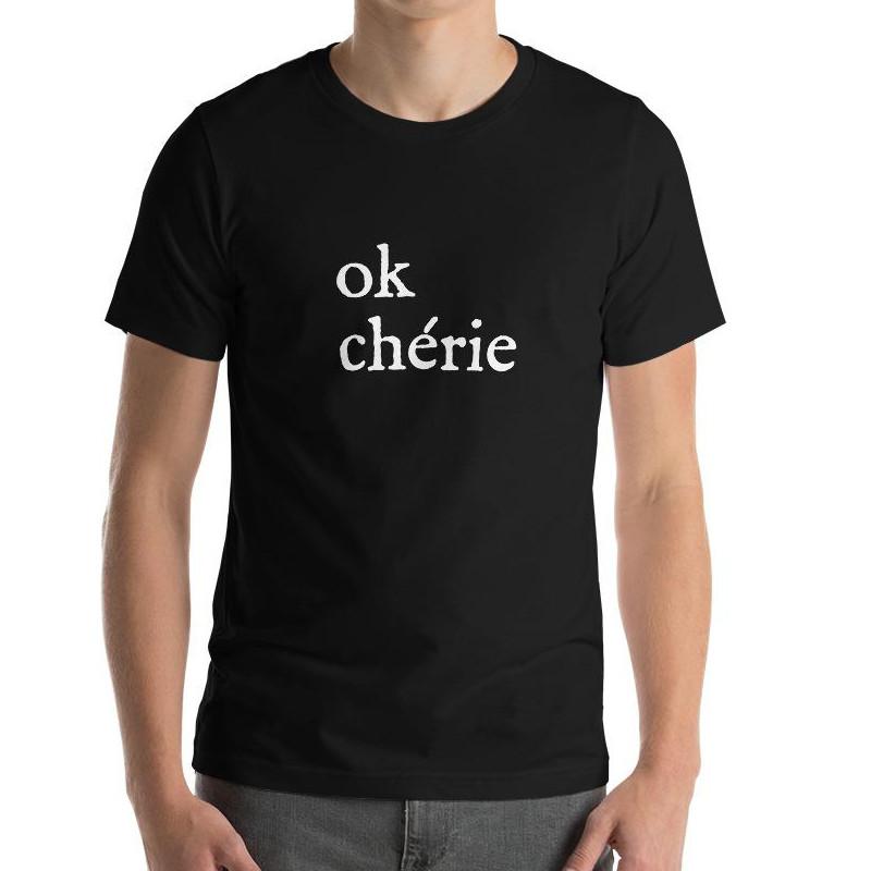 Ok Chérie | Men's Short-Sleeve Black T-Shirt - Men's T-Shirt from Ainsi Hardi Paris France