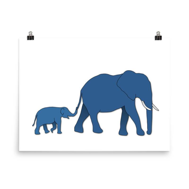 Blue elephants | Parent and Baby Giclée Print - Ainsi Hardi