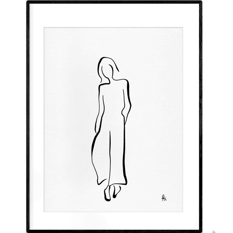 La Parisienne | Black and White Line Giclée Print - Poster from Ainsi Hardi Paris France