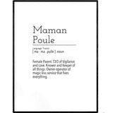 Definition: Maman Poule | Black and White Typography Poster - Poster from Ainsi Hardi Paris France
