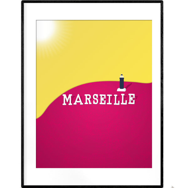 Marseille Lighthouse | Neon Yellow Pink Giclée Print - Poster from Ainsi Hardi Paris France
