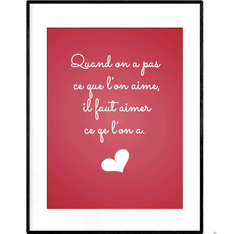 Love French Quotation | Vintage Red Typography Poster - Poster from Ainsi Hardi Paris France