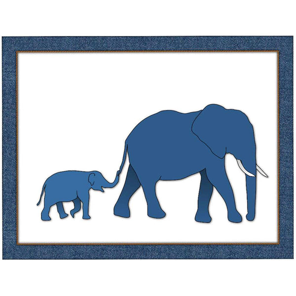 Blue elephants | Parent and Baby Giclée Print - Poster from Ainsi Hardi Paris France