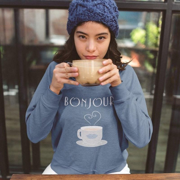 Bonjour Tea Parisian SkyBlue Sweatshirt - Women's Sweatshirt from Ainsi Hardi Paris France